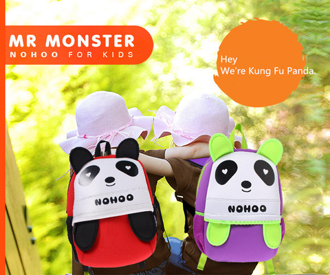 Sacs à dos de l'adolescence d'école de polyester écologique du néoprène avec la forme d'animal de panda