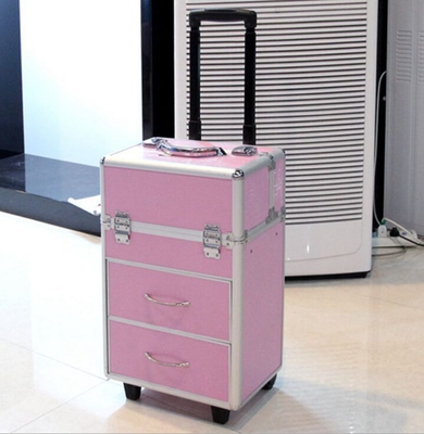 La caisse en aluminium de chariot à maquillage de stockage d'outil pour des femmes clouent la beauté/cosmétiques
