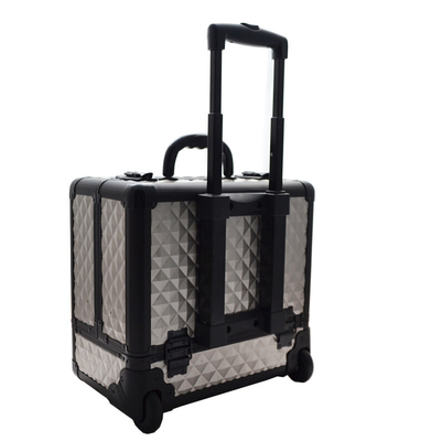 Chariot dur à cas de voyage en aluminium cosmétique avec 8 plateaux mobiles en cuir brun clair