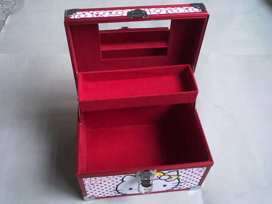 Le cas cosmétique professionnel rose portatif adaptent la doublure aux besoins du client de velours